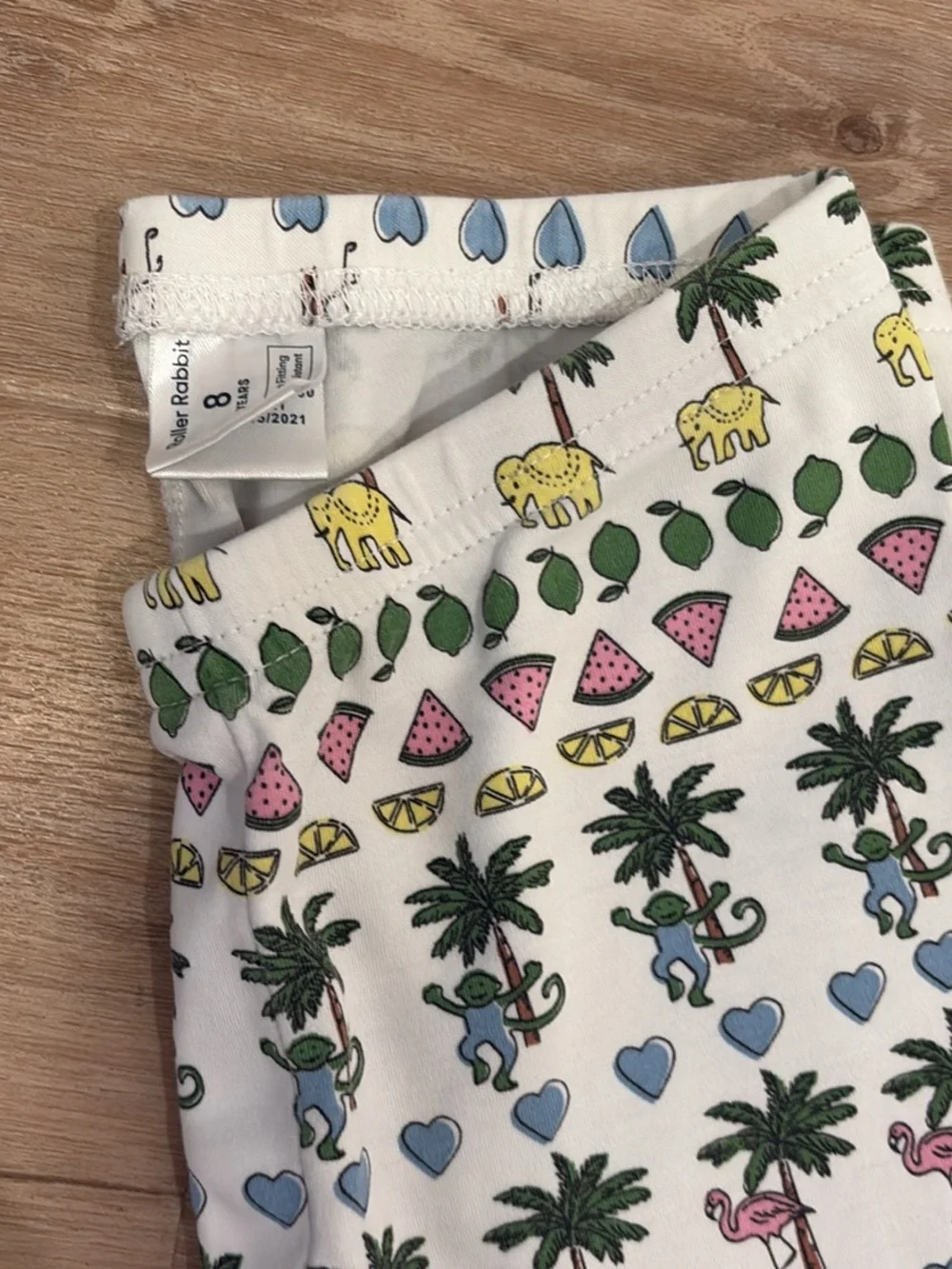 Children's White Palm Tree & Fruit Print Pajama Set